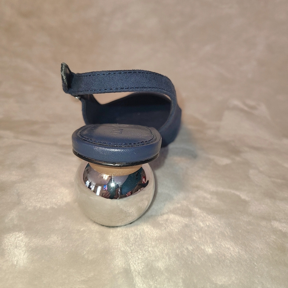 💙 Rare Katy Perry Navy Suede Slingback Heels Size 5 – Unique Silver Sphere Heel - Picture 8 of 8